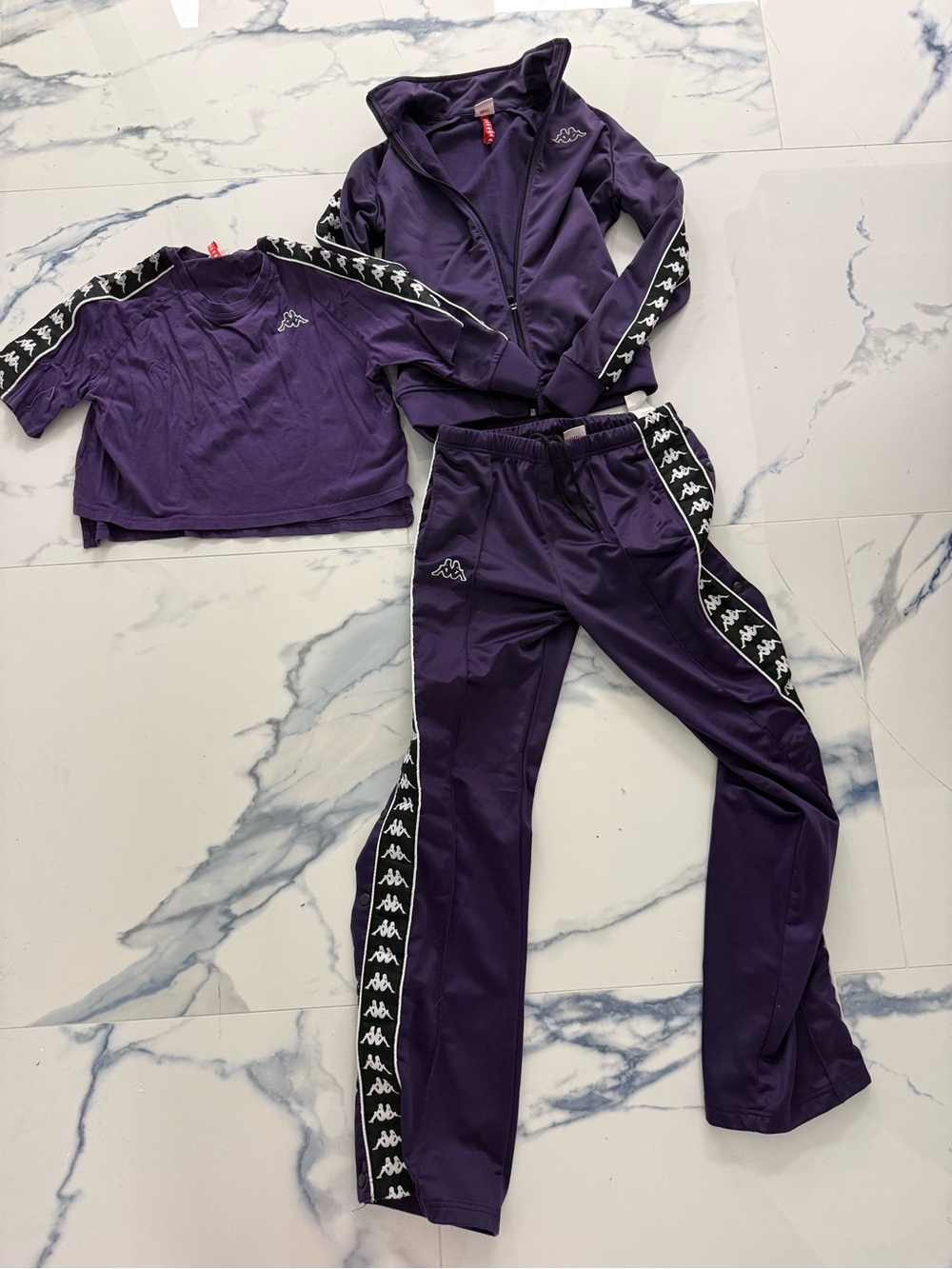 Kappa Purple 3-Piece Track Set - Jacket, Tee & Pants